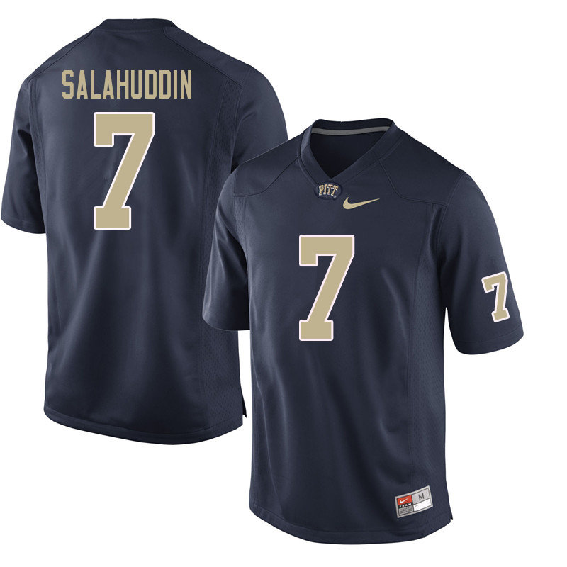 Men #7 Mychale Salahuddin Pittsburgh Panthers College Football Jerseys Sale-Navy